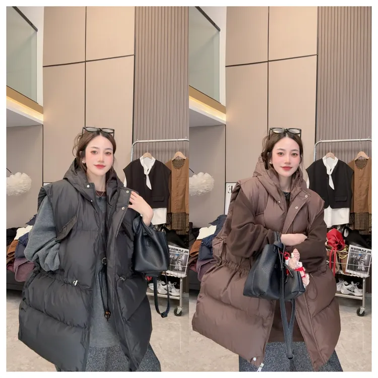 【冬日轻暖】抽绳连帽时尚休闲慵懒风双口袋宽松时尚休闲外穿马甲