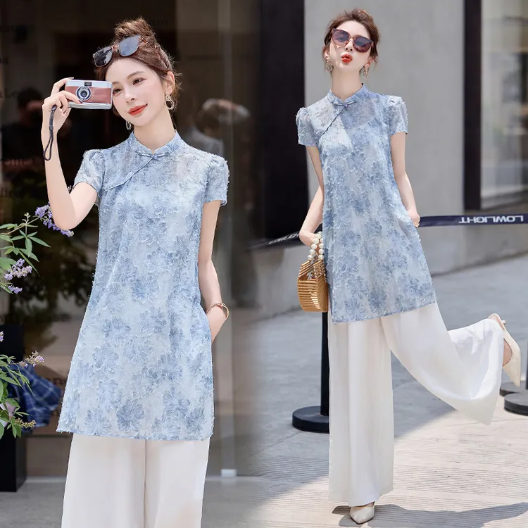 新中式中国风时尚套装复古提花改良旗袍2025新款禅意气质款女装