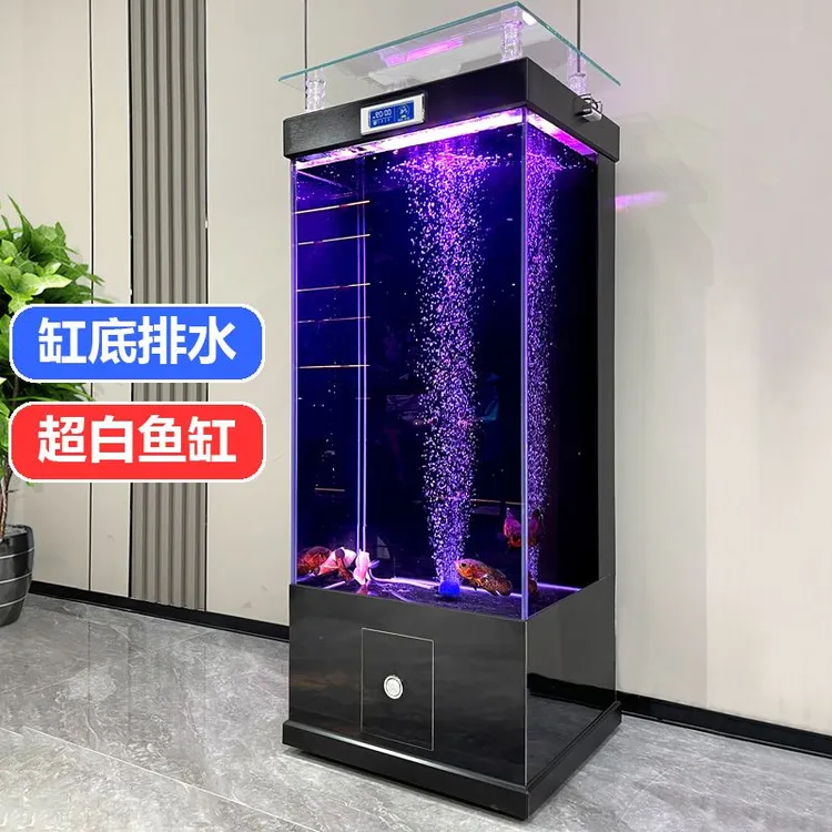 新款家用靠墙超白玻璃鱼缸生态中小型水族箱免换水金鱼养