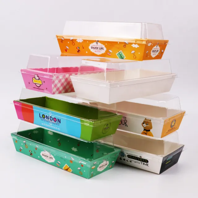 网红长方形三明治泡芙包装盒透明纸塑盒肉松小贝雪媚娘打包盒子