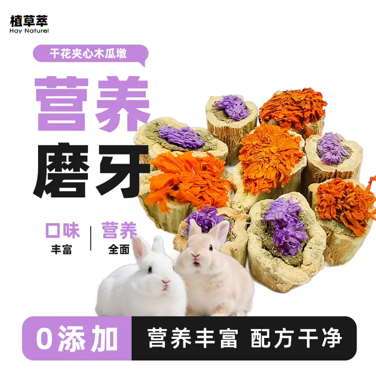 兔子磨牙木瓜墩菊花草粉磨牙棒零食龙猫荷兰猪磨牙用品钢牙伴侣