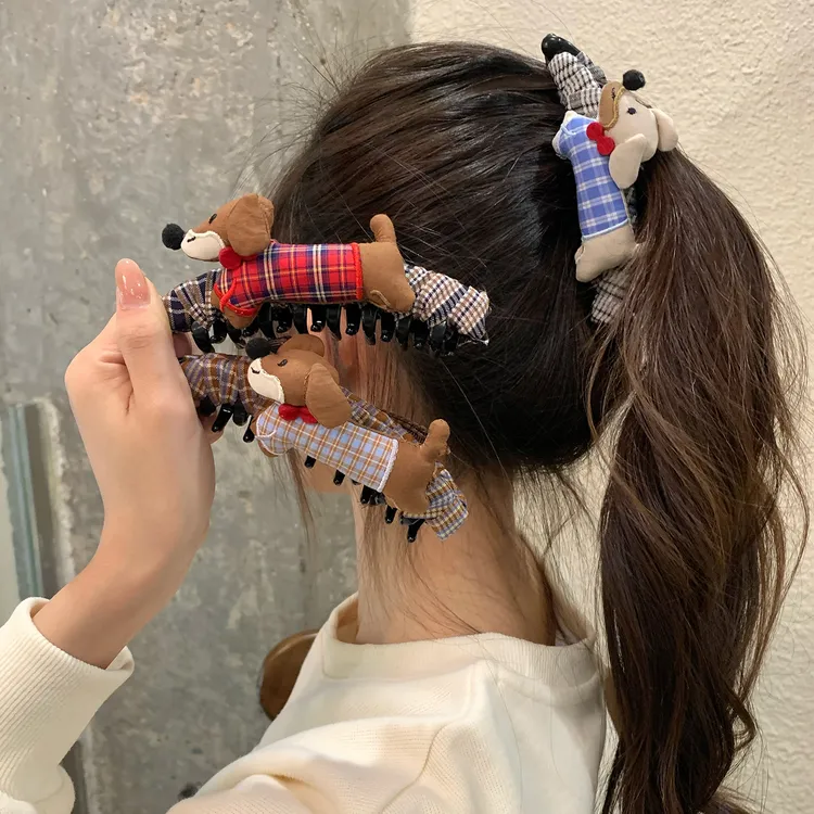 卡通腊肠狗香蕉夹可爱萌趣鲨鱼夹发饰高马尾后脑勺夹女高级感头饰
