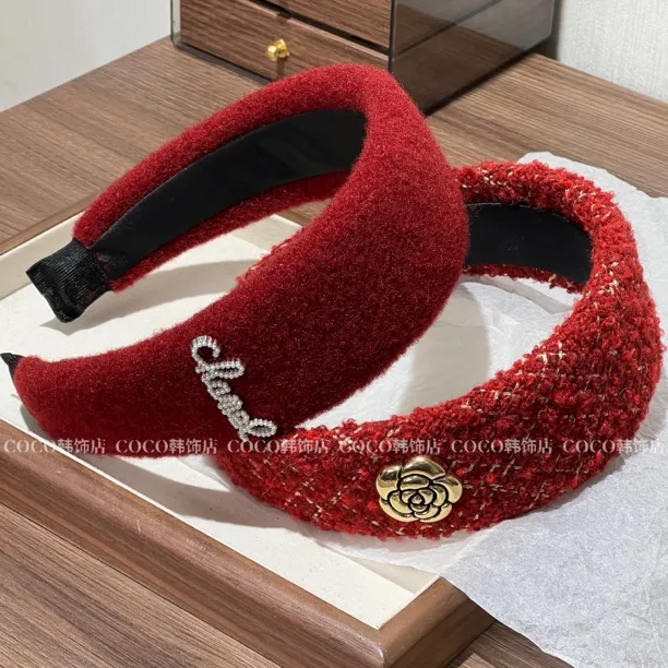 高级感新年红色宽边发箍海绵高颅顶压发头箍复古时尚发卡韩国发饰