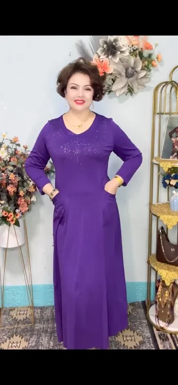 春季长袖连衣裙高档弹力大摆裙妈妈装减龄长裙