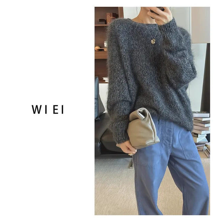 《WI EI》重工100%绵羊毛拉毛梦幻氛围_轻盈云朵针织毛衣W25309163