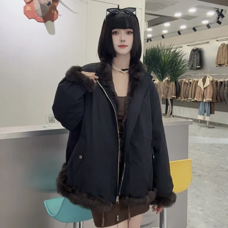 媛媛.Entry lux |25新款双面穿短款休闲轻奢皮草女装外套-25123