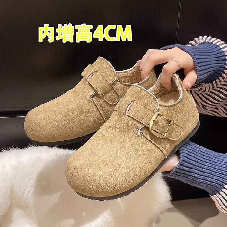 爆款内增高加绒勃肯鞋女2025冬季新款增高复古加厚雪地靴保暖棉鞋