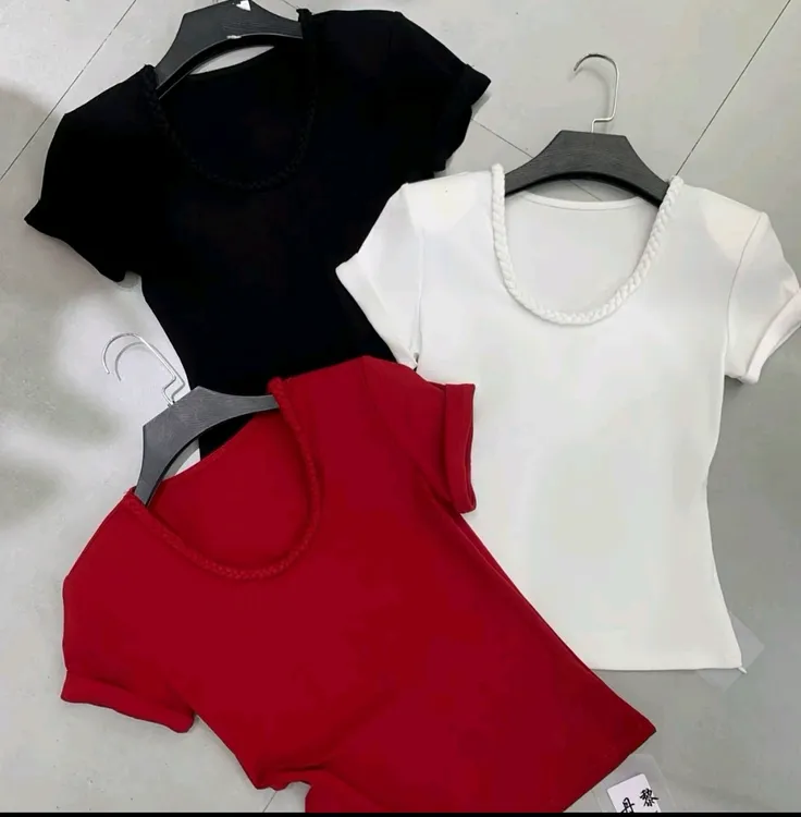 有弹力短中国风透气T恤套装百搭纯色短款圆领网红
