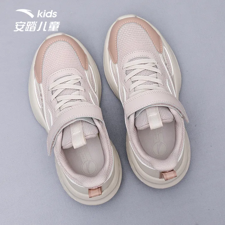 安踏女童跑步鞋大童跳绳鞋冬季皮面加绒保暖学生减震儿童运动鞋子