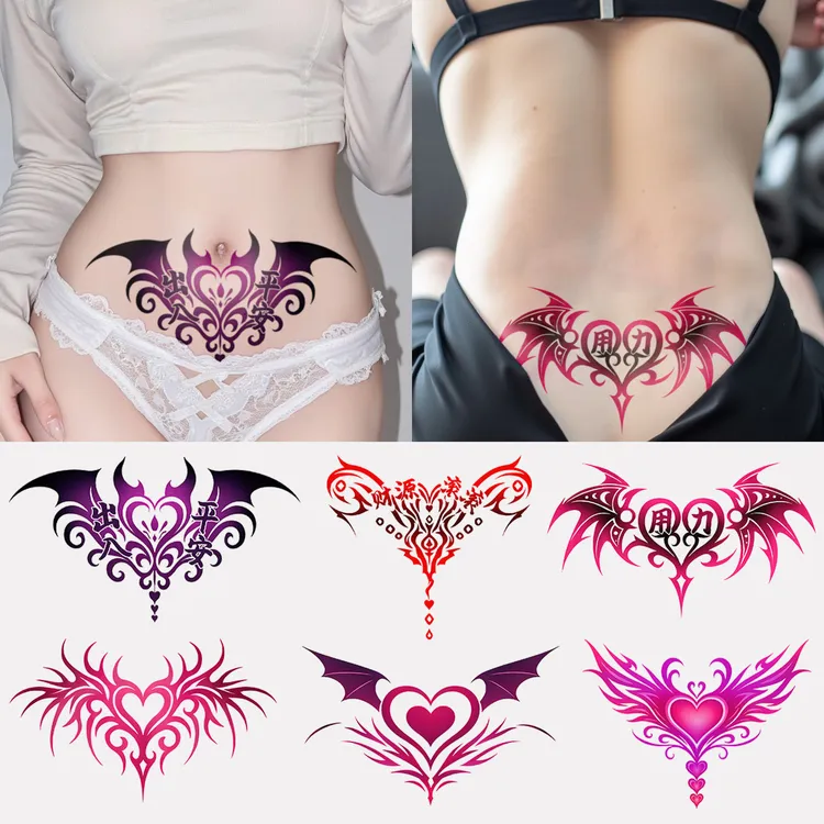 魅魔纹身贴肉便三角区持久欧美羞耻白虎情侣性感腰污秽女私防水