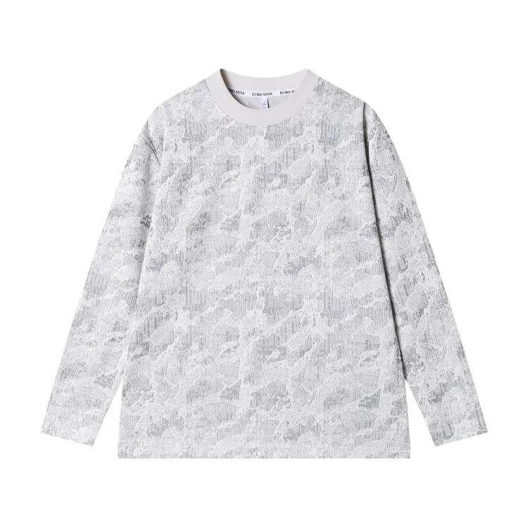 春夏新款时尚个性重磅晕染扎染韩版休闲百搭舒适圆领长袖上衣