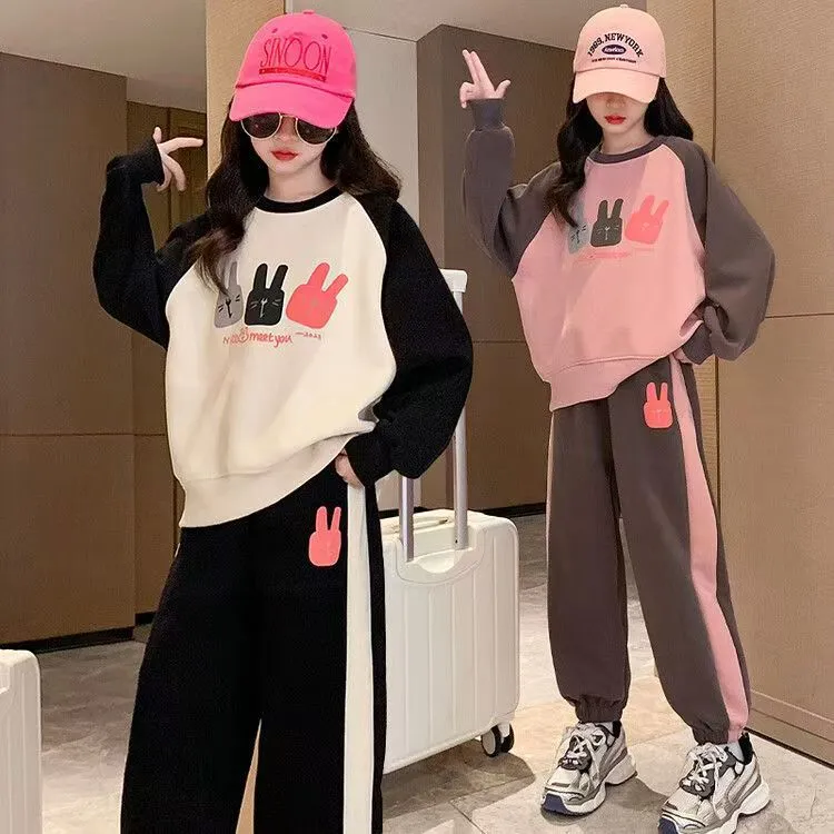 女童套装2025春秋季新款儿童韩版时尚洋气休闲长袖卫衣两件套潮流