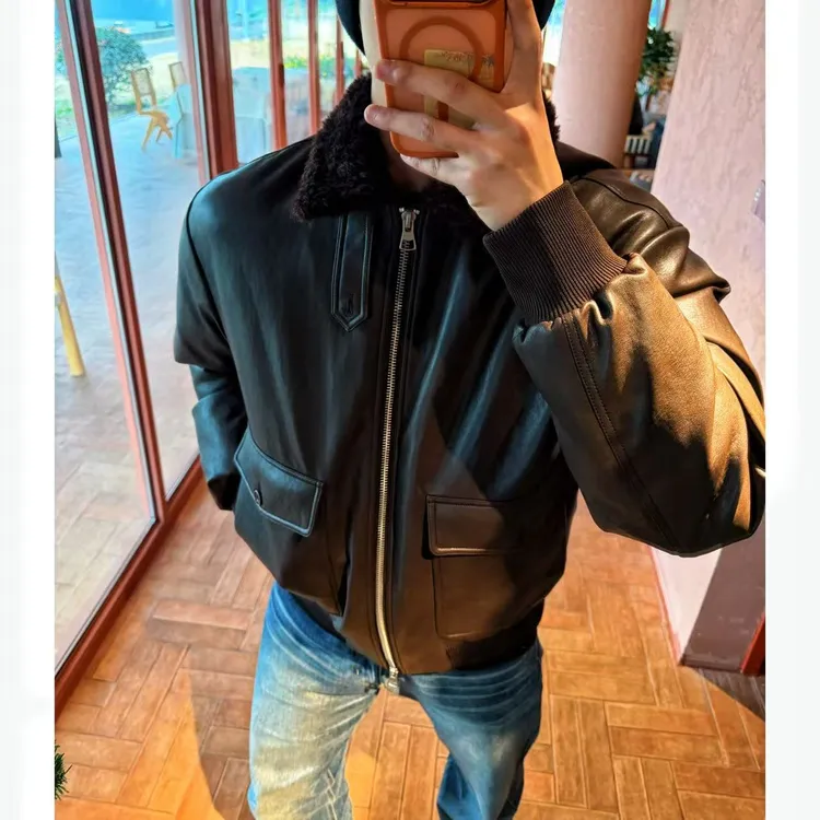 【西博】飞行员皮衣羽绒服型男硬核羽绒服短款外套男