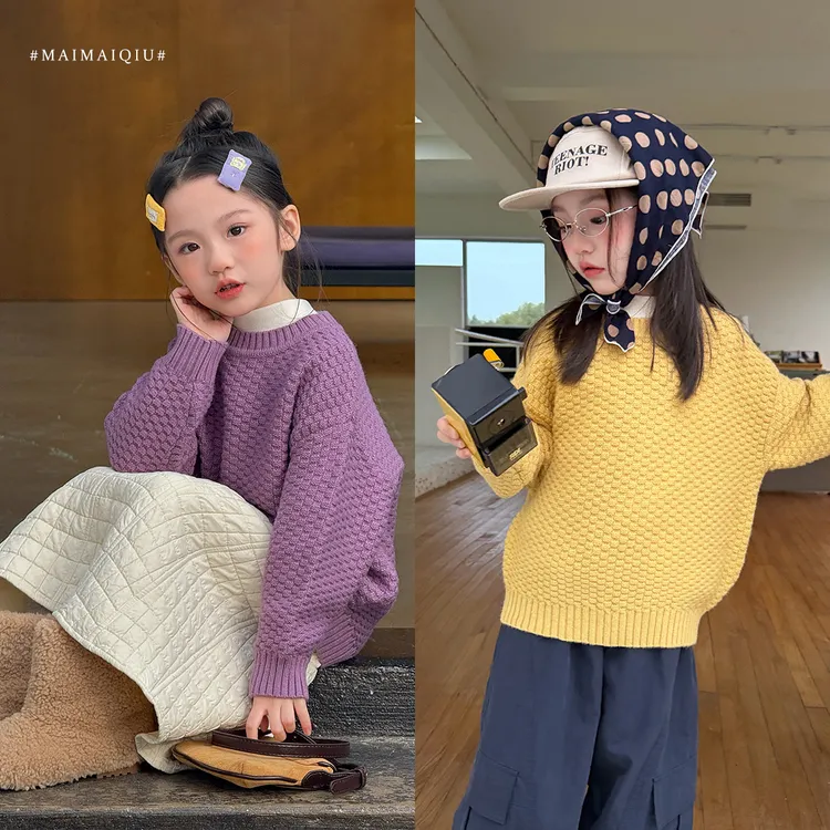 现货「麦麦秋」【冬日恋岛】珍贝绒女中大童冬季加厚保暖毛衣GD2588