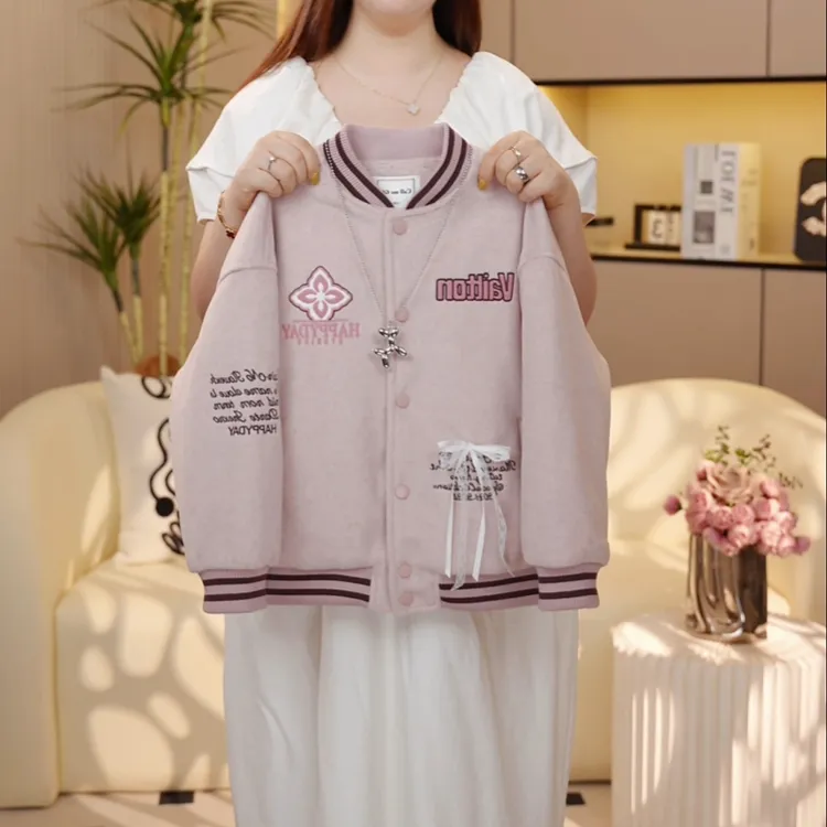 【糖宝魔豆】女童加厚外套冬装新款女孩韩版休闲棒球服冬季棉服上衣