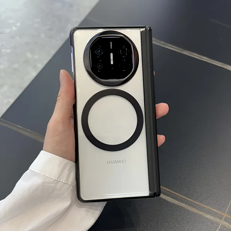 华为MateX5电镀透明磁吸手机壳X6中轴皮纹X3轻奢折叠屏防摔保护套