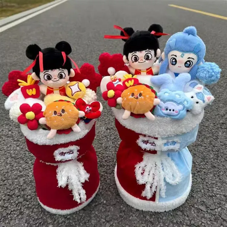 创意哪吒敖丙玩偶花束成品卡通花公仔可爱实用礼品生日毕业礼物