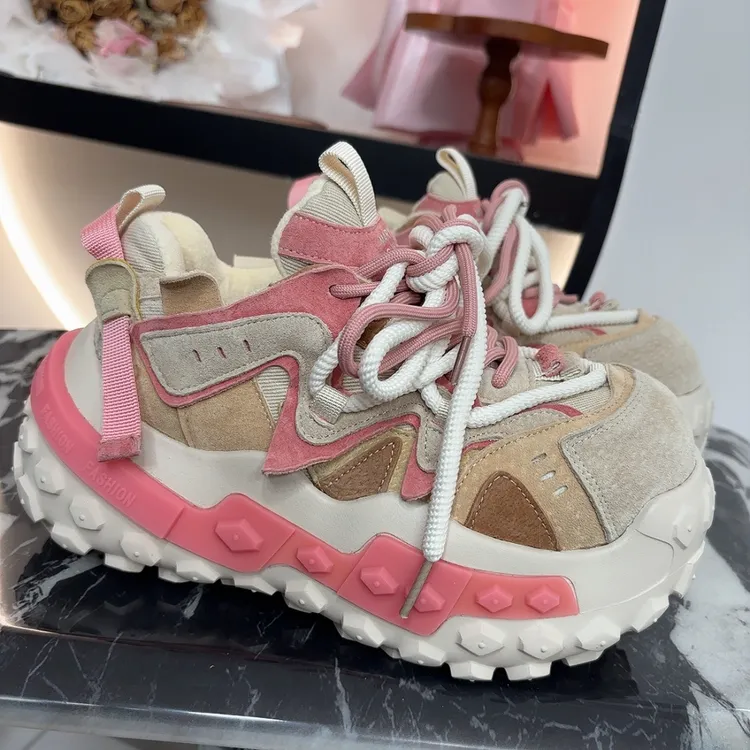 新款真皮厚底松糕休闲增高百搭女款老爹鞋