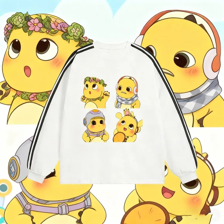 小奶龙男女童装纯棉长袖春秋新款卡通可爱青年初中学生三条杠t恤T