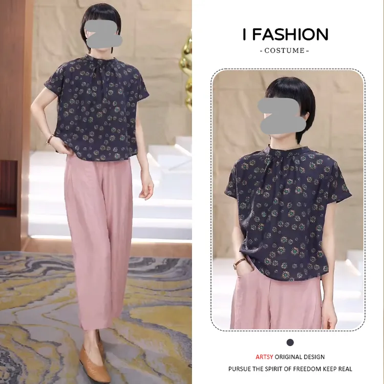 法式小清新休闲减龄短袖小衫女2025年夏季潮流高级感百搭显瘦上衣