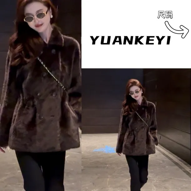 YUANKEYI 进口西班牙Lacon拉贡皮毛一体皮草收腰轻装滑