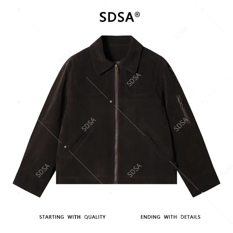 SDSA男士秋冬新款痞帅男装复古简约拉链夹克设计师百搭休闲外套