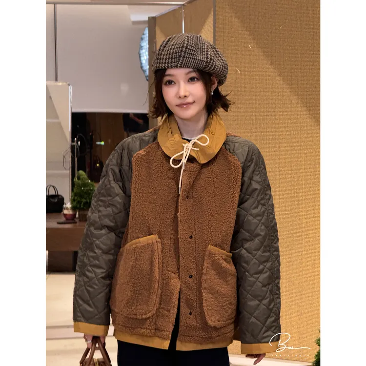 TXB 定制面料拼接舒适摇粒绒两面穿时尚百搭外套XB-8014