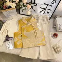 T3【悦禾】女童萌娃春季新款新中式儿童洋气复古中国风女宝套装7448