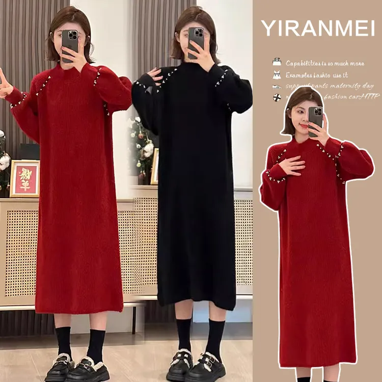 秋冬新款韩版时尚小香风连衣裙高品质百搭显瘦减龄休闲孕妇长裙子