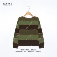 老琴私服【牛油果可可】琥珀流光风绵羊毛山羊绒羊驼毛圆领毛衣6167