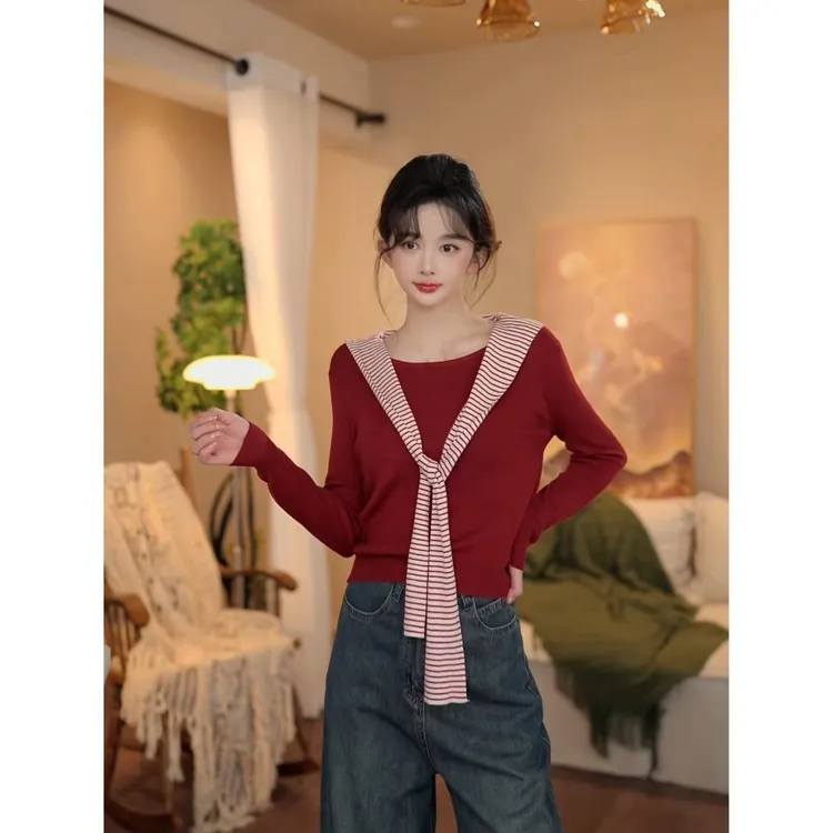 余紫绮【诗行瘦】时尚百搭休闲纯色针织连帽上衣女ZO1218235