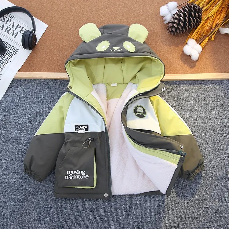 儿童冬天新款超厚派克服男女宝宝连帽保暖加毛冲锋衣棉服高档派克