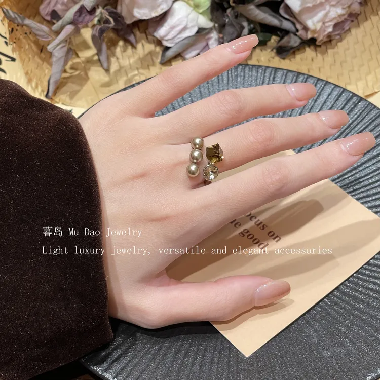 【暮岛饰品】方糖珠珠简约轻奢活口戒指小众高级百搭A024