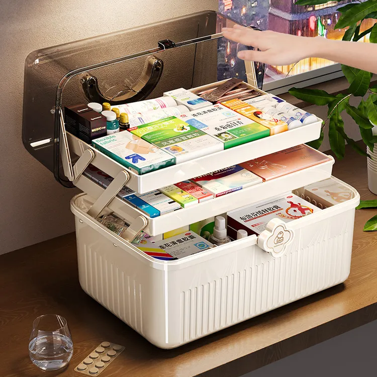 日本家用药箱家庭装大号药物收纳盒家用大容量药品医药箱医疗急