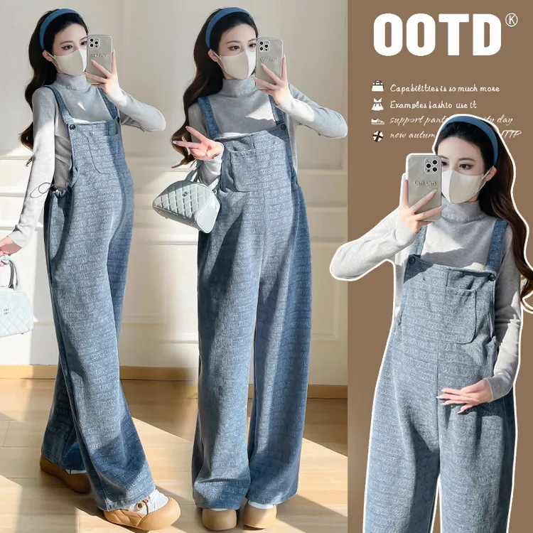 孕妇背带裤秋冬款加绒加厚2025新款高级感爆款韩版时尚款连体裤子