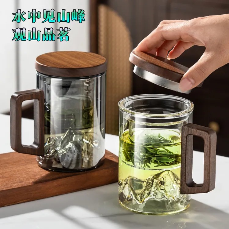 男士家用办公室泡茶专用个人绿茶杯可茶水分离带把手带盖茶杯水杯