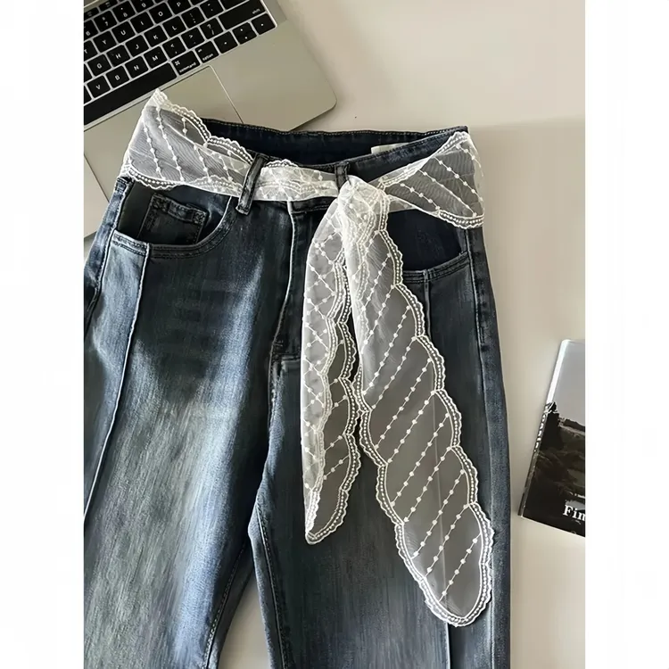 韩国ins复古蕾丝长条丝巾春夏百搭装饰飘带法式发带多功能系腰带