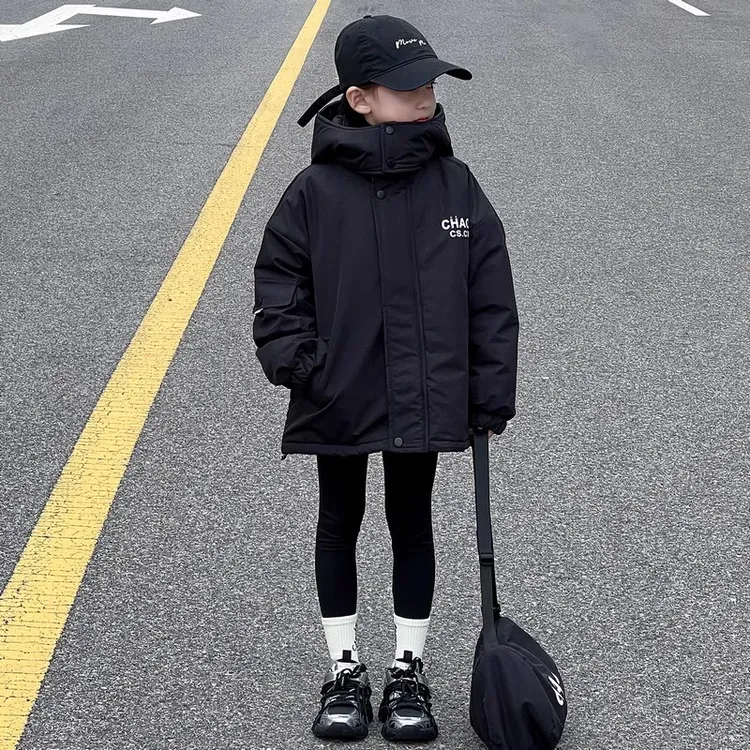 女童夹棉外套2025冬季新款加厚冲锋衣洋气超好看中大童二棉棉服