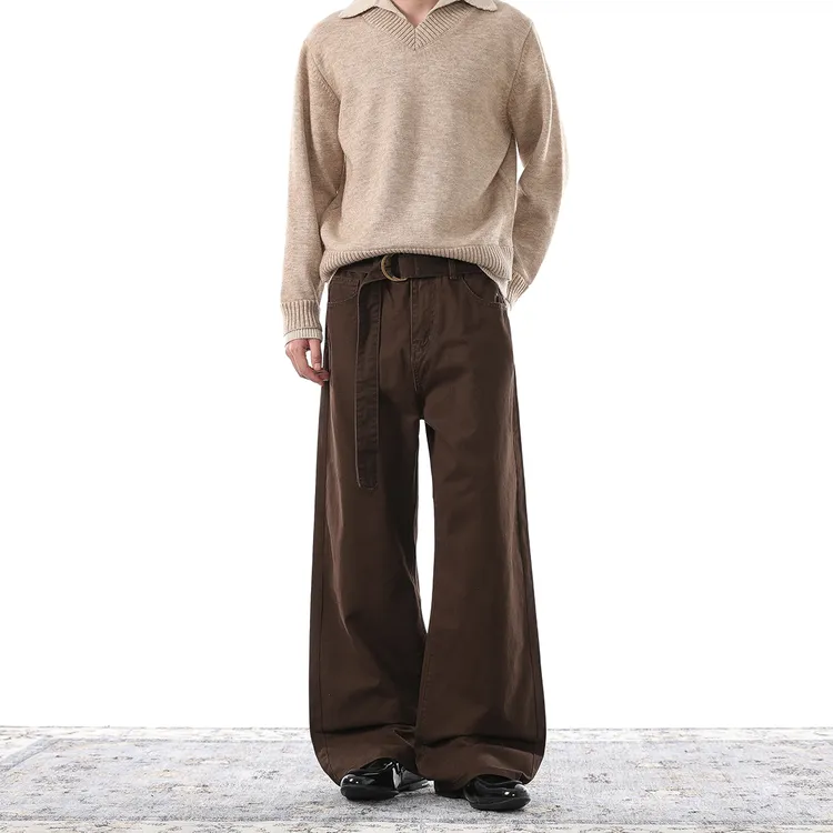 Jaaniste【送腰带】秋季琥珀系腰带设计休闲裤男百搭复古全棉裤子