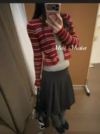 【米妮】“北欧小镇”条纹针织衫假两件上衣