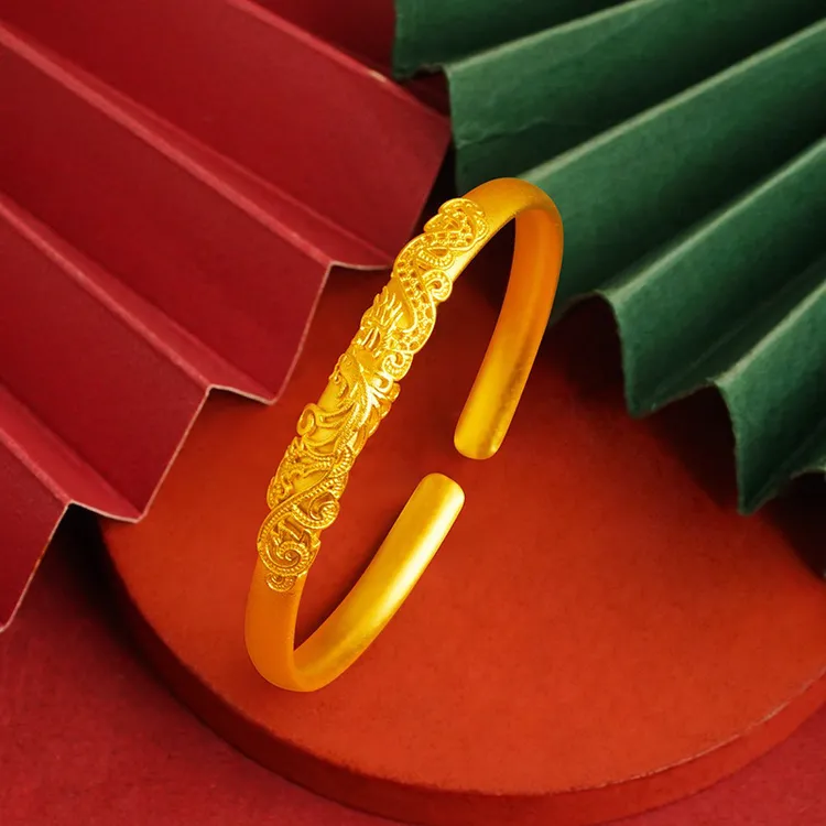 铜合金手镯 新款时尚复古龙凤开口精美手镯（非黄金）