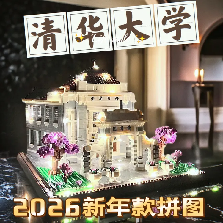 正版著名四大名校清华大学积木拼装高难度建筑6-18岁男孩玩具礼物