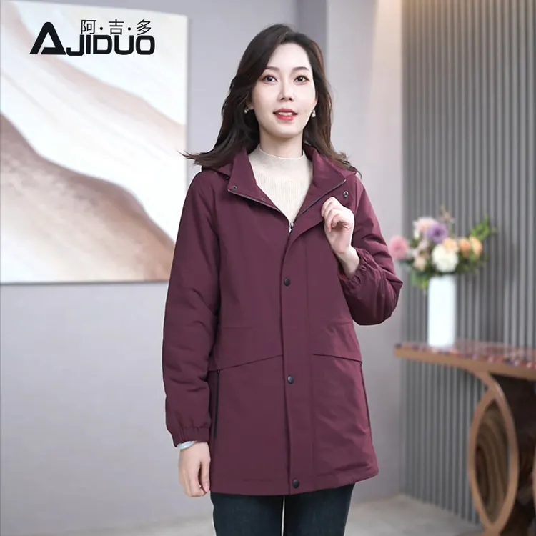 A32895阿吉多2025新款派克服女冬季新款内里加绒加厚妈妈保暖外套