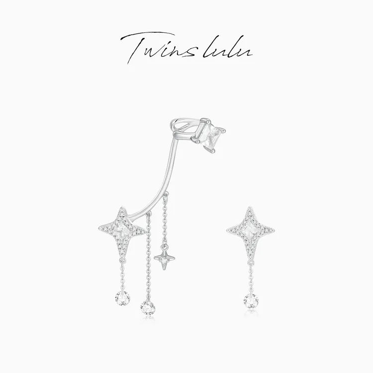 TWINS LULU【四芒星】新年款 镀K金 时尚精致圆形耳环TSL3190