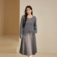 【软糖绞花】纤莉秀W大码女装流光风设计感毛衣连衣裙套装QK3981