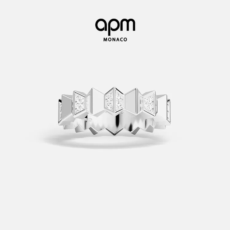 APM Monaco 白色戒指生日礼物轻奢小众高级感银饰戒指
