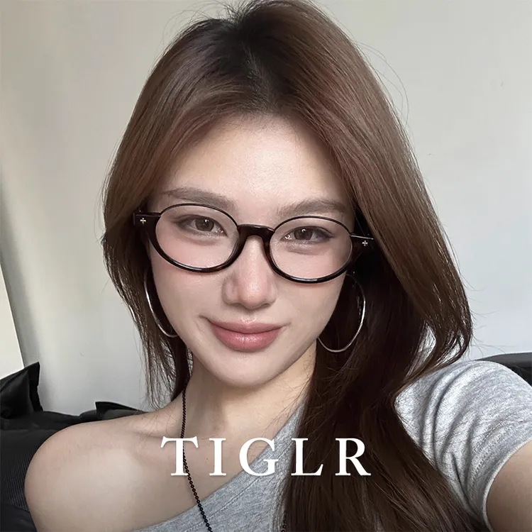 帝格勒复古英伦风书呆子椭圆下半框眼镜近视女可配度数素颜眼睛架