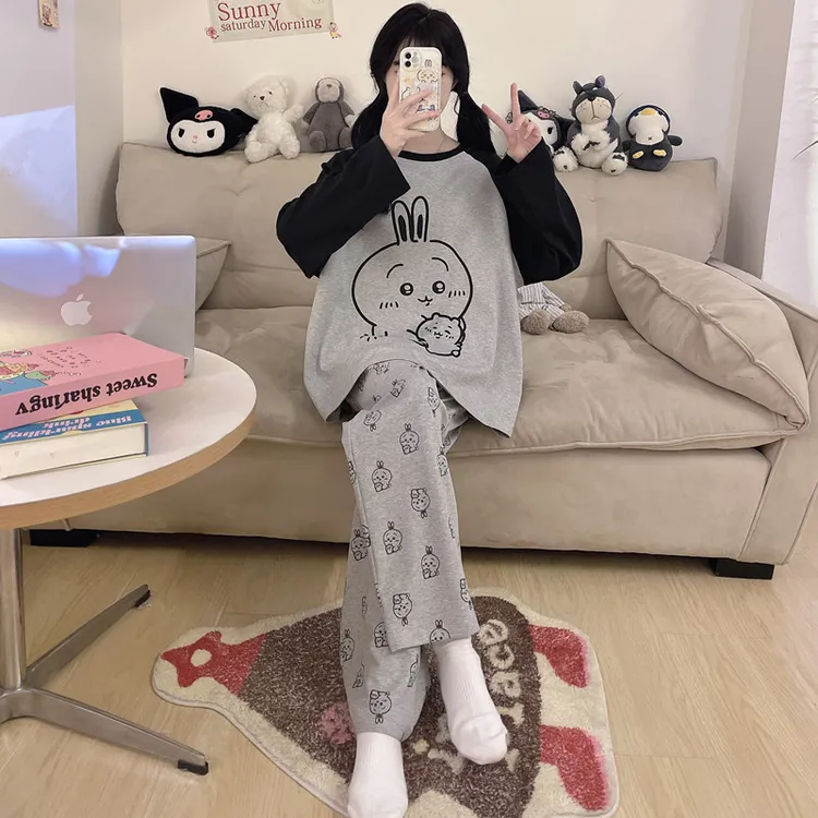 2025新款女童睡衣纯棉女孩长袖初中学生大童春秋季儿童家居服套装