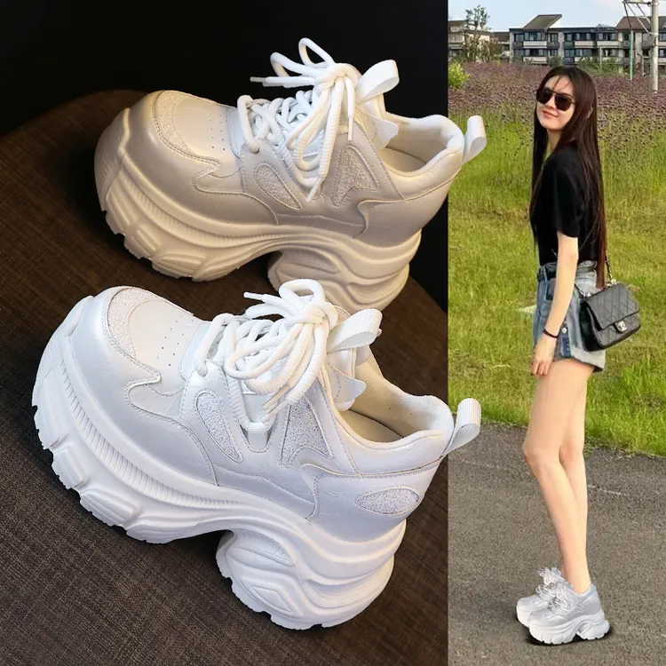 小个子厚底内增高超高跟老爹鞋女2025春季新款运动休闲鞋潮