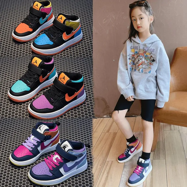 大黄蜂AJ板鞋童鞋2025春夏女童高帮鸳鸯运动鞋儿童低帮男童